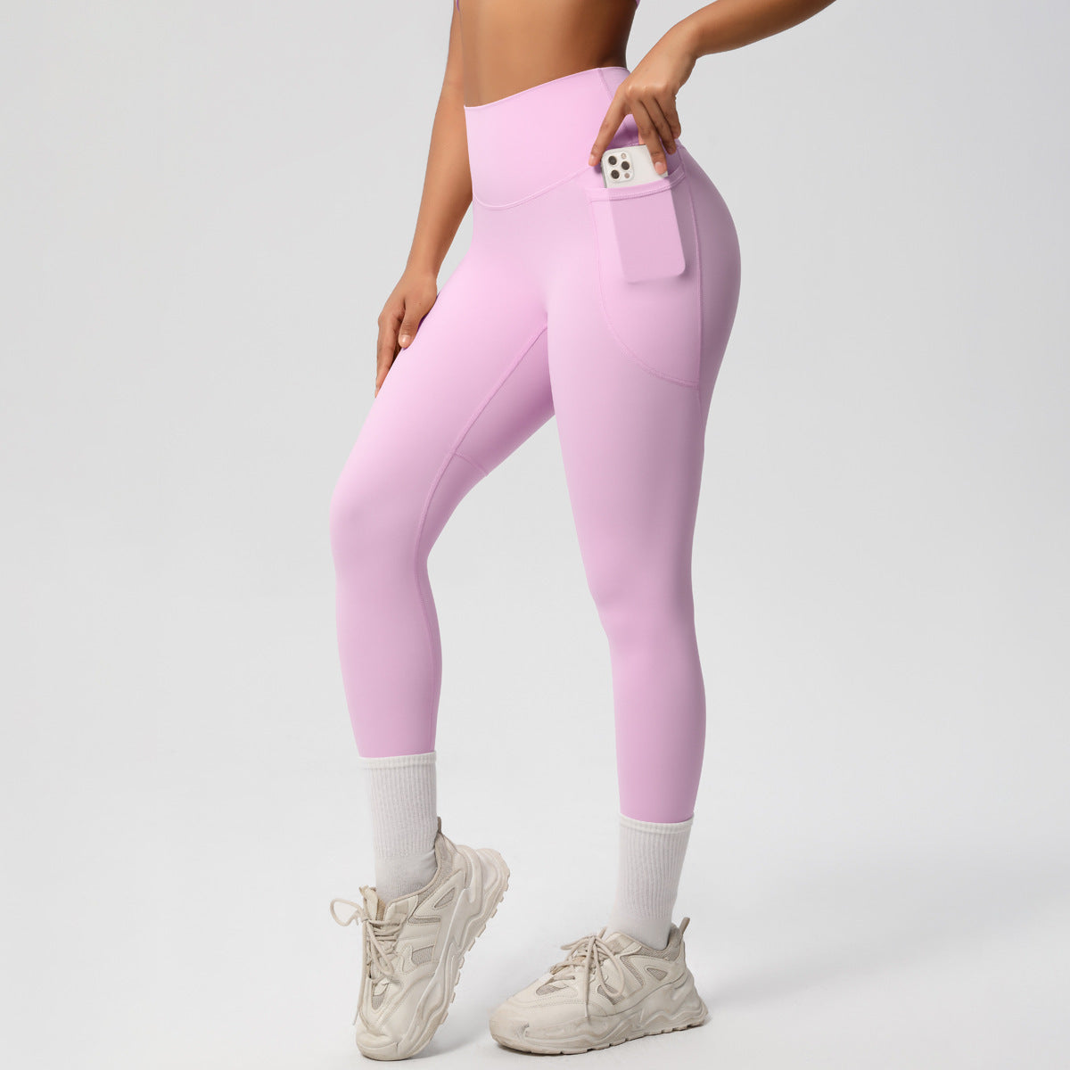 Solid Color Double Sided Sanding Tight High Waist High Elastic Breathability Yoga Pants Sports Running Fitness Yoga Wear