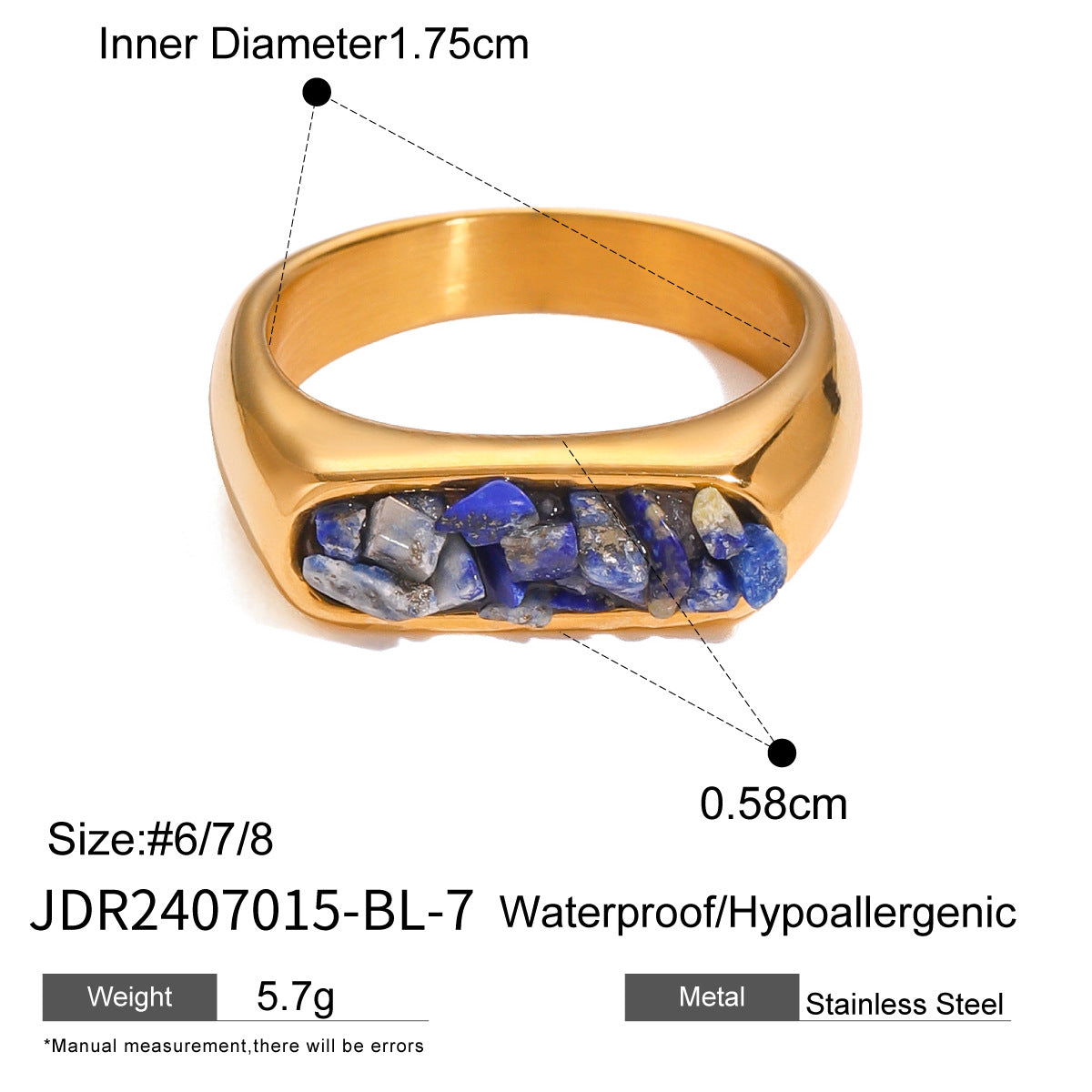 Stainless Steel Natural Stone Eye Catching Ring High Grade Ring Titanium Steel Hand Jewelry Rings