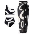 Retro Split Swimsuit Sexy One Shoulder Swimwear Chiffon Beach Skirt Set