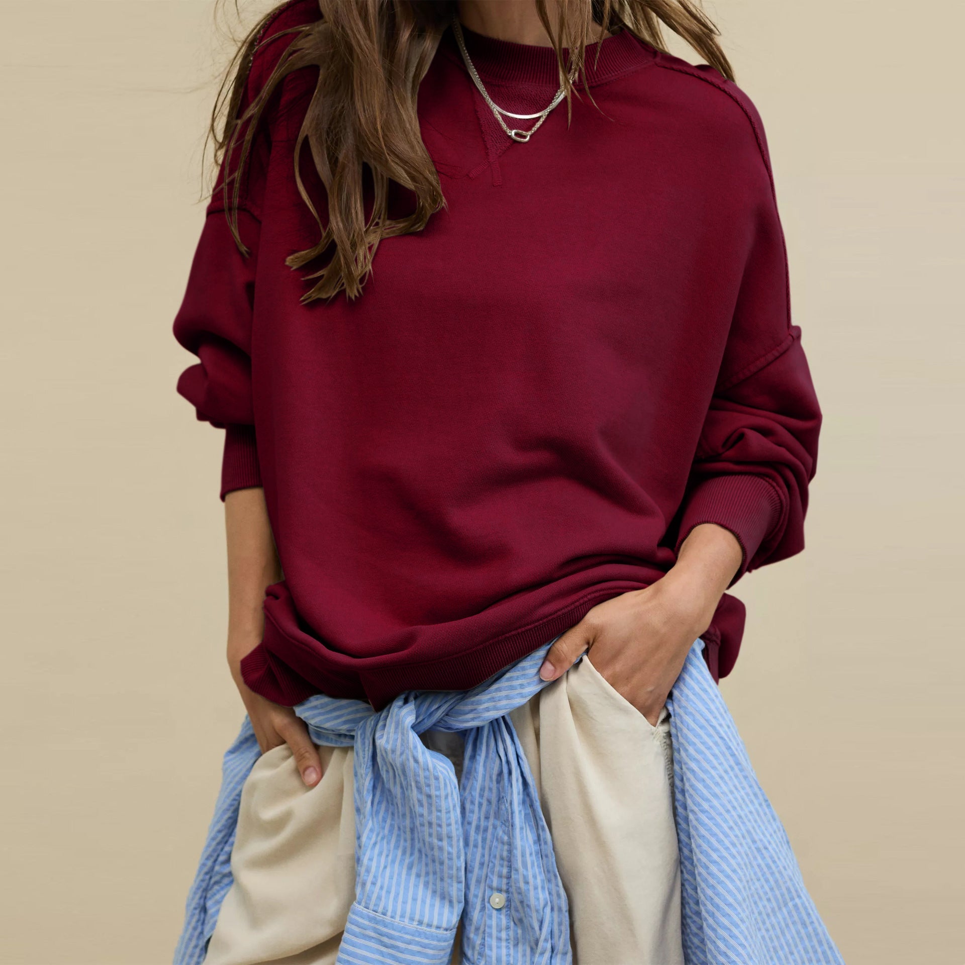 Sweatshirt Coat Women Loose Casual Brand Round Neck Top Women Commuting Wear High Grade