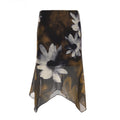 Retro Floral Printed Mesh Stitching Asymmetric Skirt Vacation Slim Slimming Low Waist Skirt Autumn