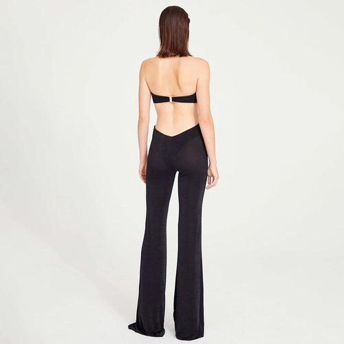 Autumn Winter Halter Sexy Trousers Women Jumpsuit Golden Floral Sleeveless Backless