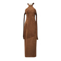 Socialite Elegant Halter Sleeveless Backless Fishtail Dress Women Summer Flannel Dress