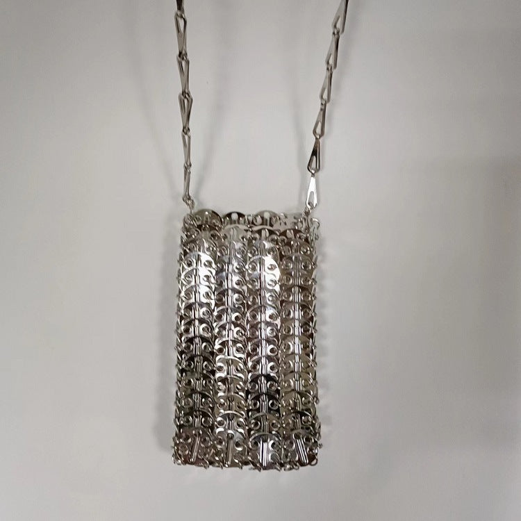 Metal Gold Sequ DIY Handmade Mobile Phone Lipstick Messenger Bag Niche Bag Women