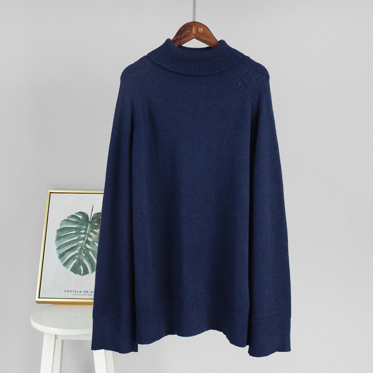 Wool Turtleneck Sweater Autumn Winter Loose Pullover Sweater Thermal Knitting Sweater for Women