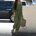 Summer Women Clothing Casual Polo Collar Printing Belt Cargo Overalls
