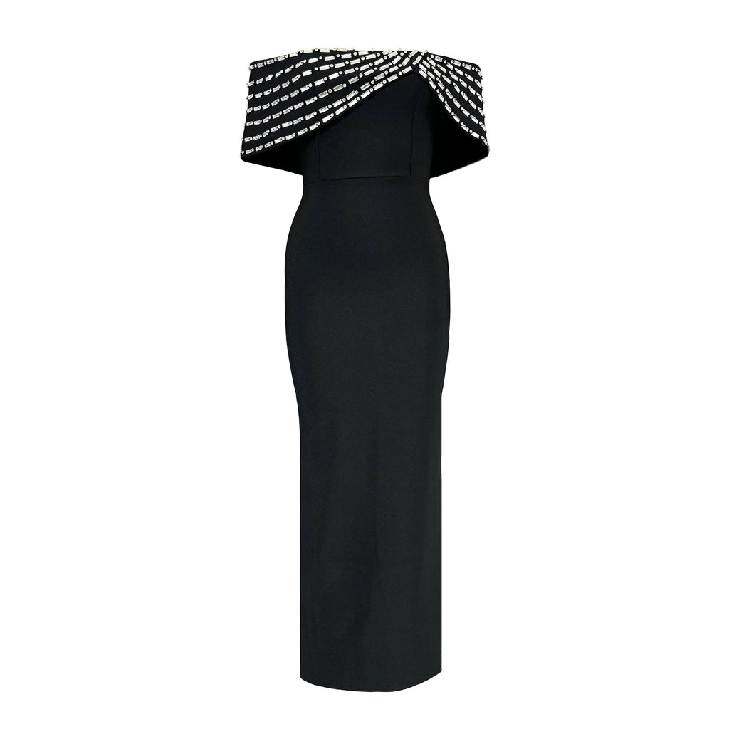 Summer off Shoulder Beads Rhinestones Bandage One Piece Dress Ladies Party Party Formal Dress