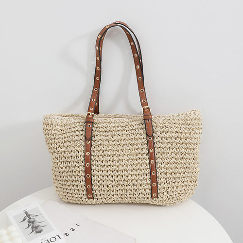 Casual Large Capacity French Straw Bag Summer Niche Shoulder Woven Tote Vacation Beach Bag