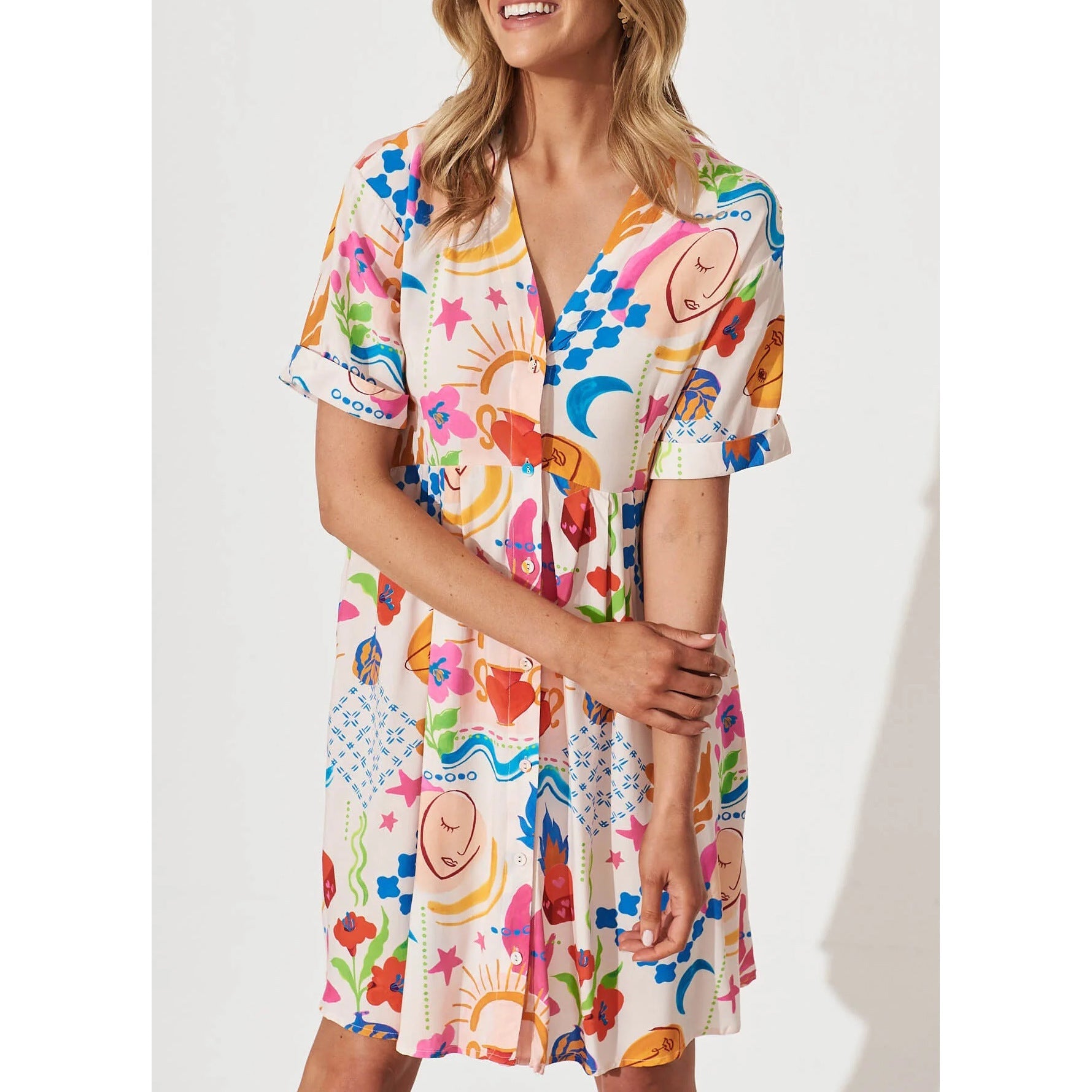 Spring Summer Pocket Casual Single Breasted Dress Loose Vacation Dress Women
