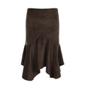 Maillard Women Autumn Winter Retro Brown Mid Length with Irregular Asymmetric Design