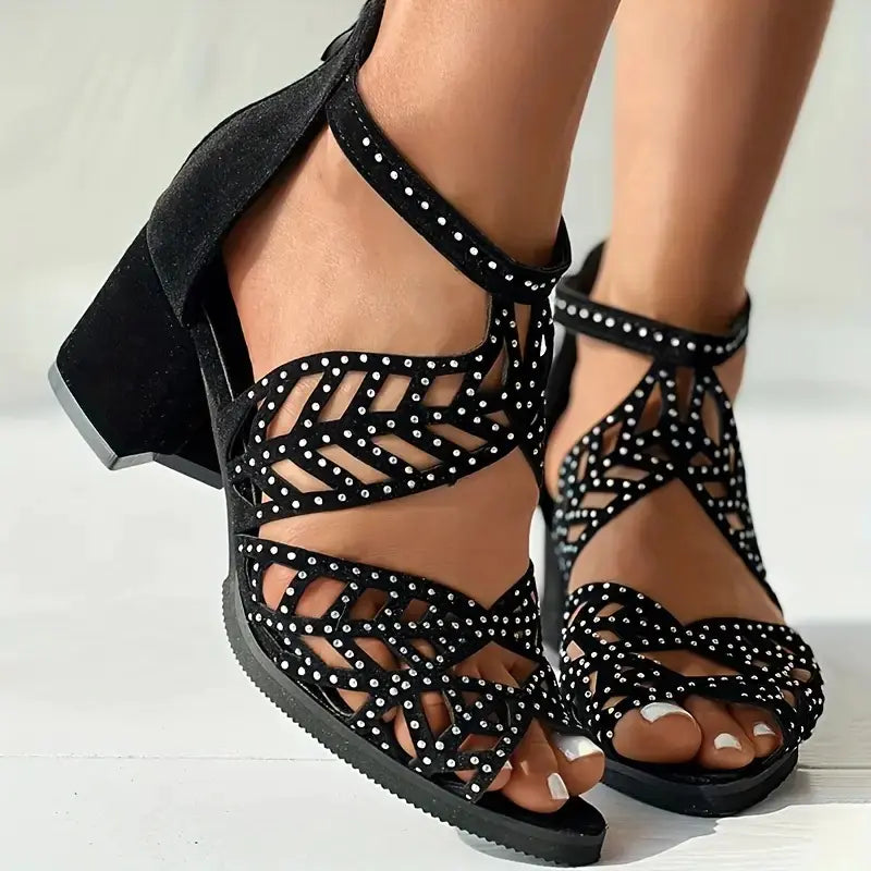 Breathable Women's Fish Mouth Sandals with Thick Heels