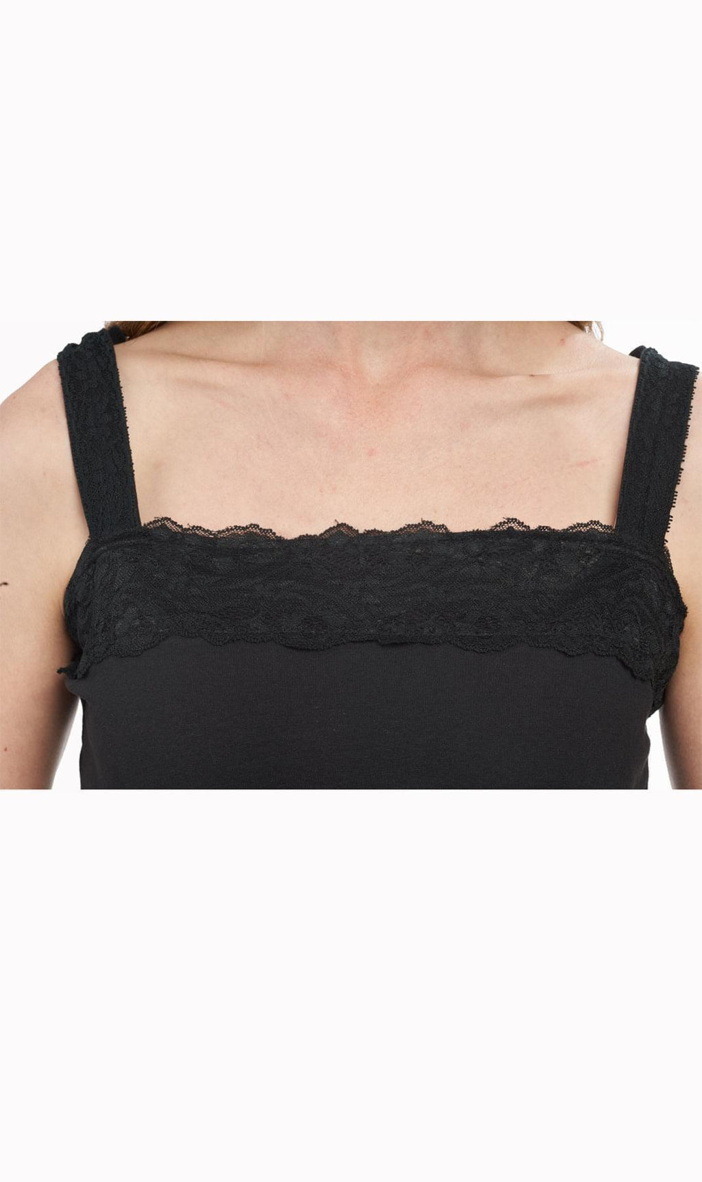 Women's Lacey Trim Cotton Blend Tank Top