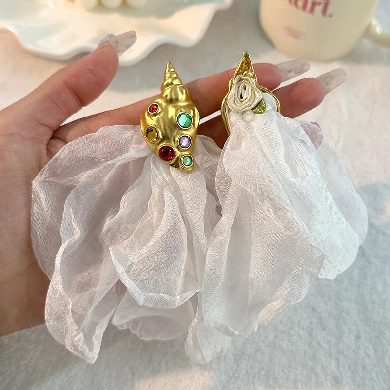 Handmade Cotton Long Tassel  Earrings
