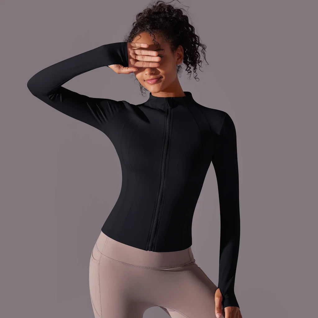 Women's Full Zip Yoga Top With Thumbholes