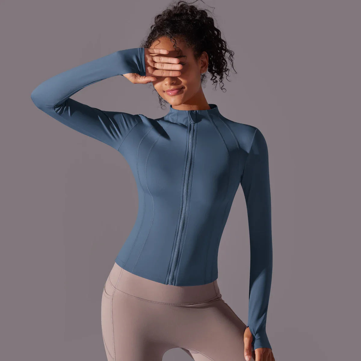 Women's Full Zip Yoga Top With Thumbholes