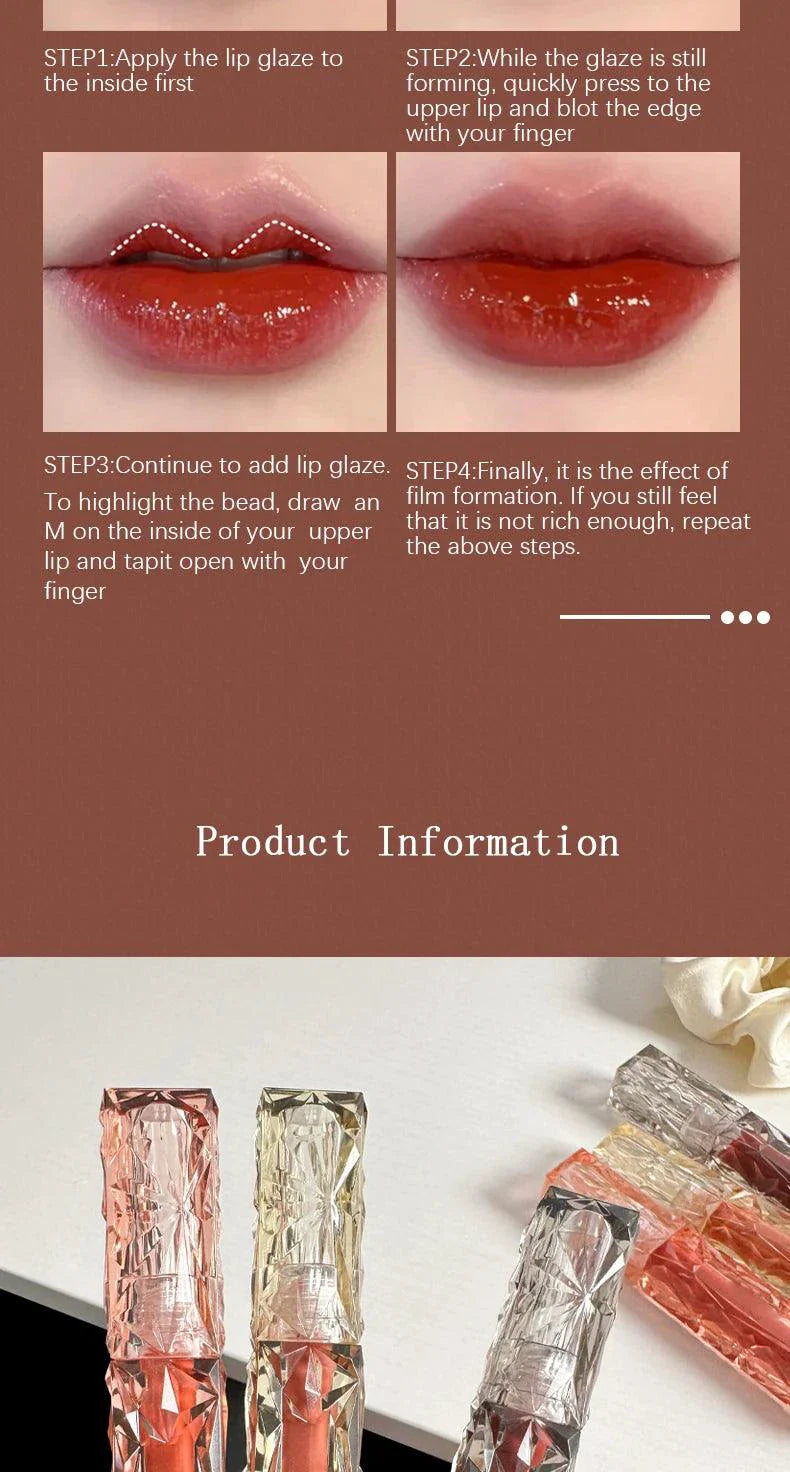 Long-Lasting Lip Gloss - Moisturizing Waterproof Mirror Finish