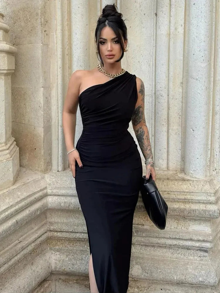 Black Backless Maxi Dress | Sexy Split Sleeveless Party Gown -femstylo