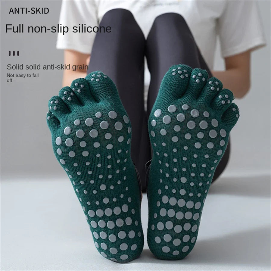 Women's five finger socks, anti slip yoga socks