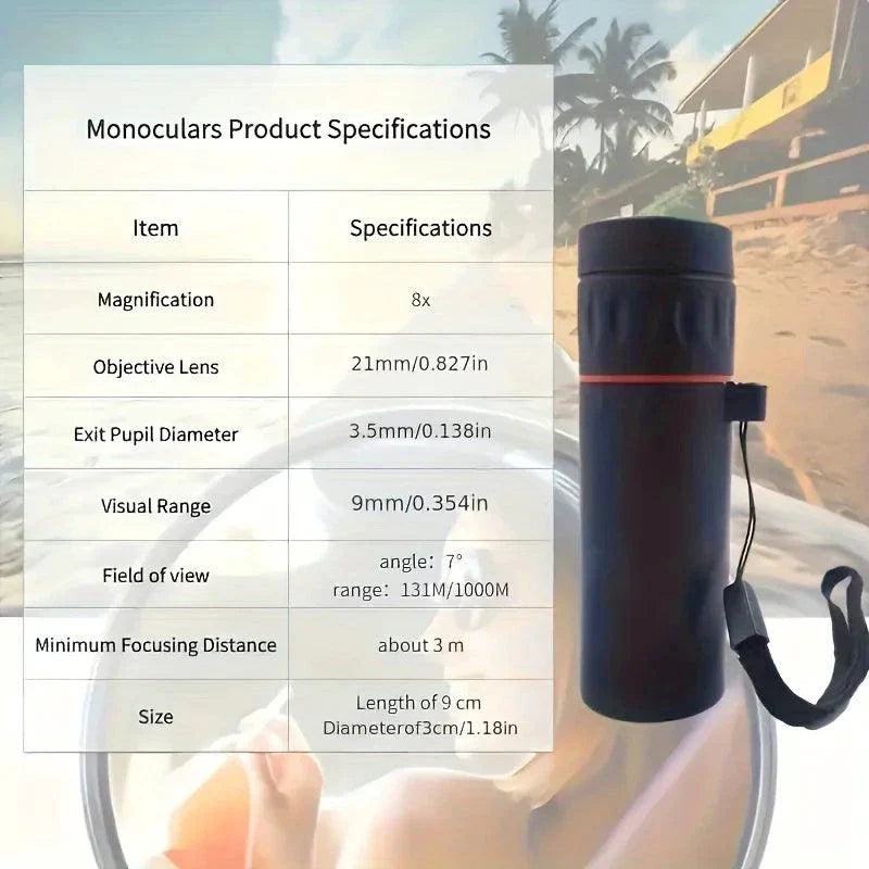 HD Monocular Telescope 2000X25 - Compact Portable for Outdoor Activities