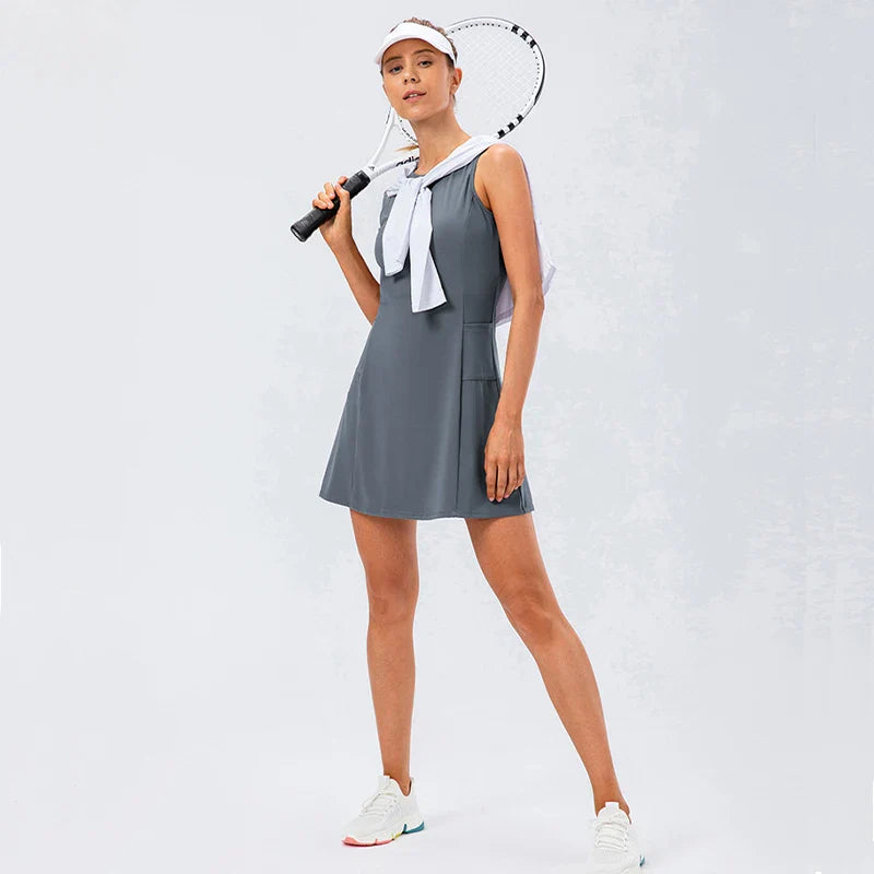 Women's Tennis Dress With Separate Shorts Sleeveless