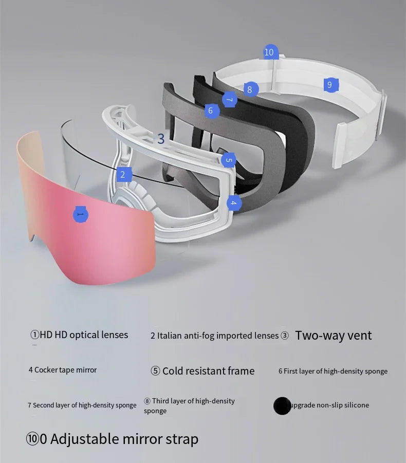 UV400 Anti-Fog Ski Snowboard Goggles