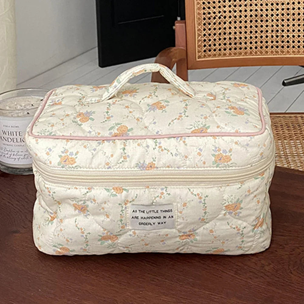 Floral Quilted Cosmetic Organizer Travel  Home