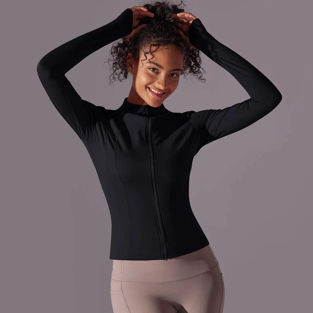 Women's Full Zip Yoga Top With Thumbholes