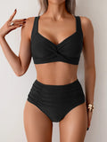 Black Elegance: Push-Up Cross Bikini Set