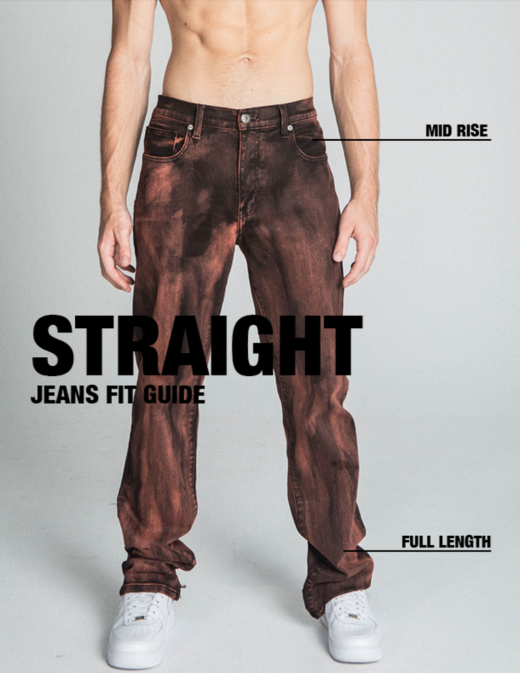 AJ05ST BROWN WASHED STRAIGHT JEANS