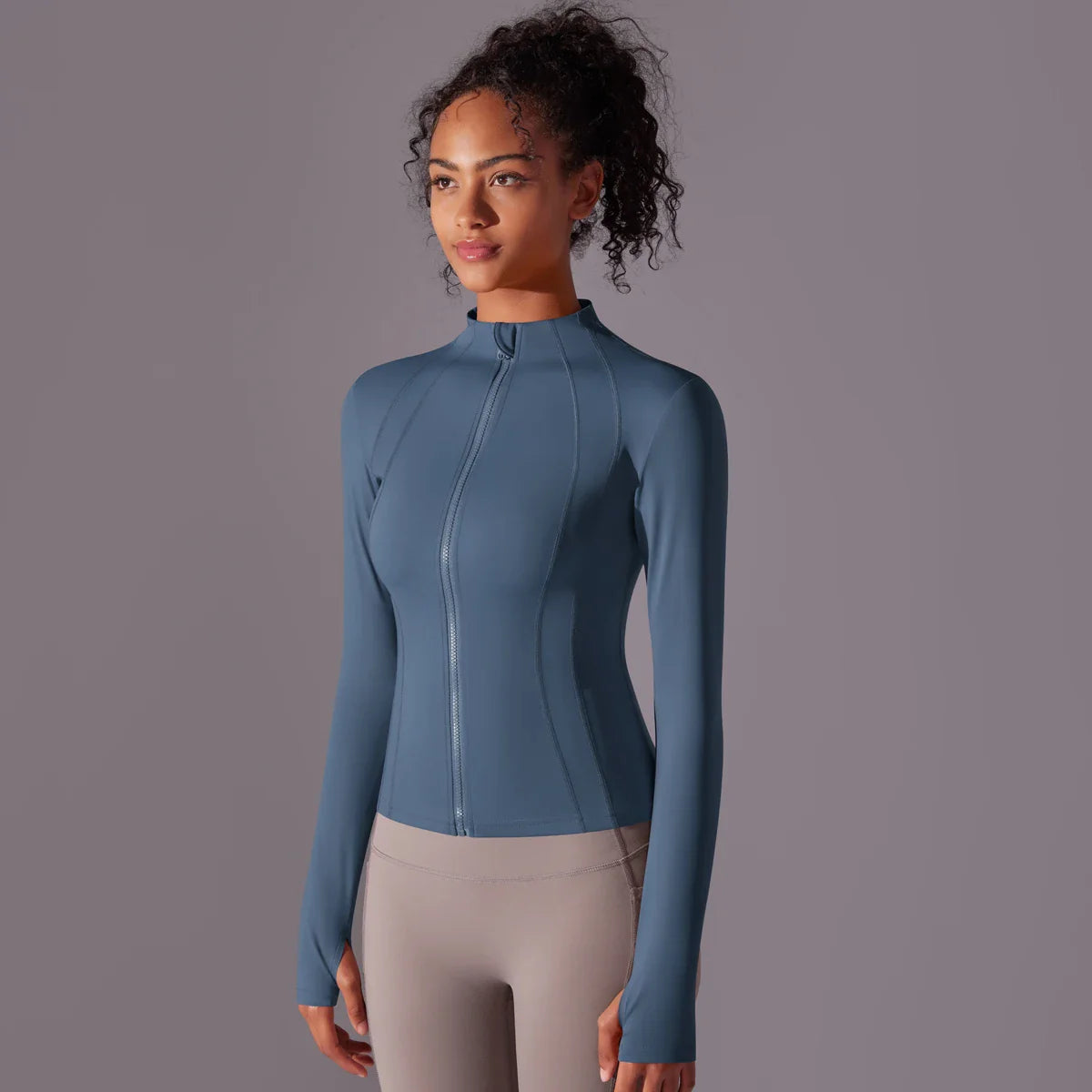Women's Full Zip Yoga Top With Thumbholes