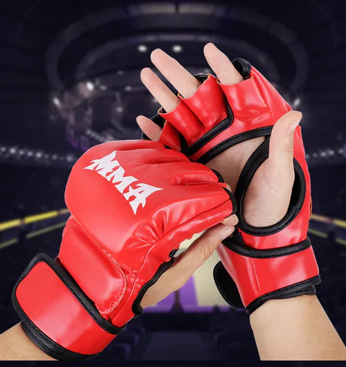 Professional Boxing Training Gloves Half Finger Leather Cushion