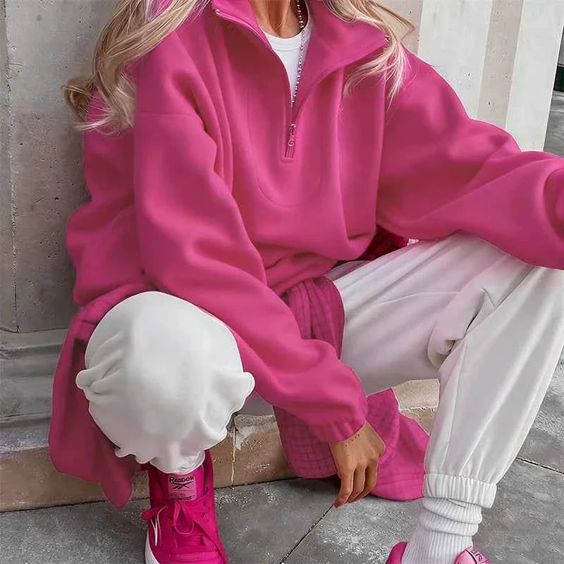 CozyPink Lamb Fleece Women's Zipper Hoodie