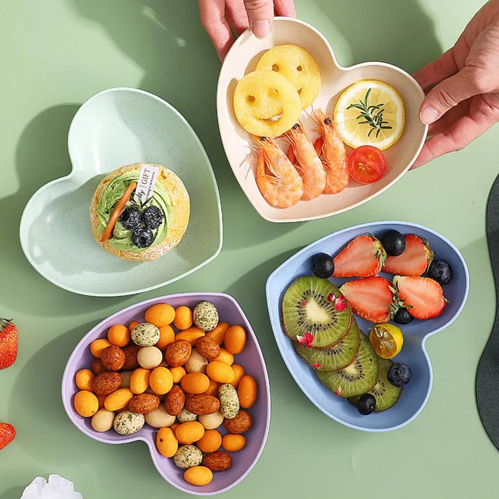 Heart Shaped Snack Plates Set