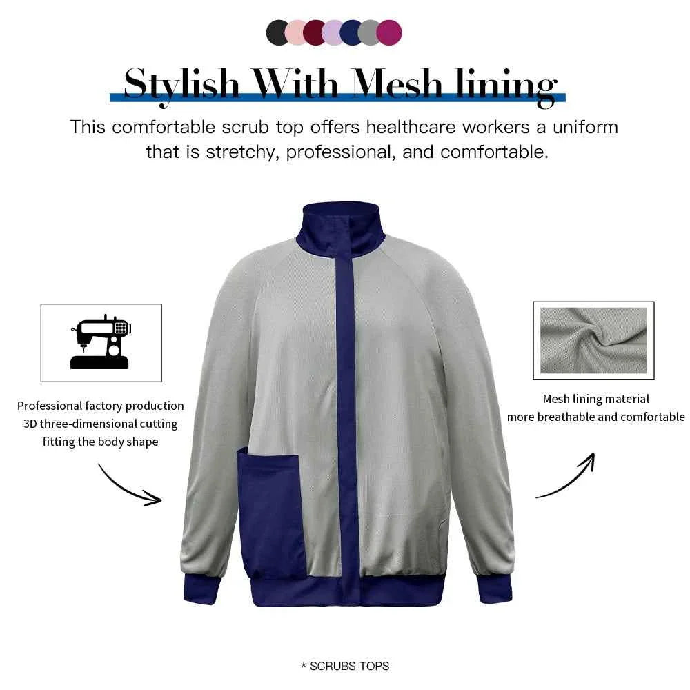 Niaahinn Long Sleeve Nursing Scrubs Jacket