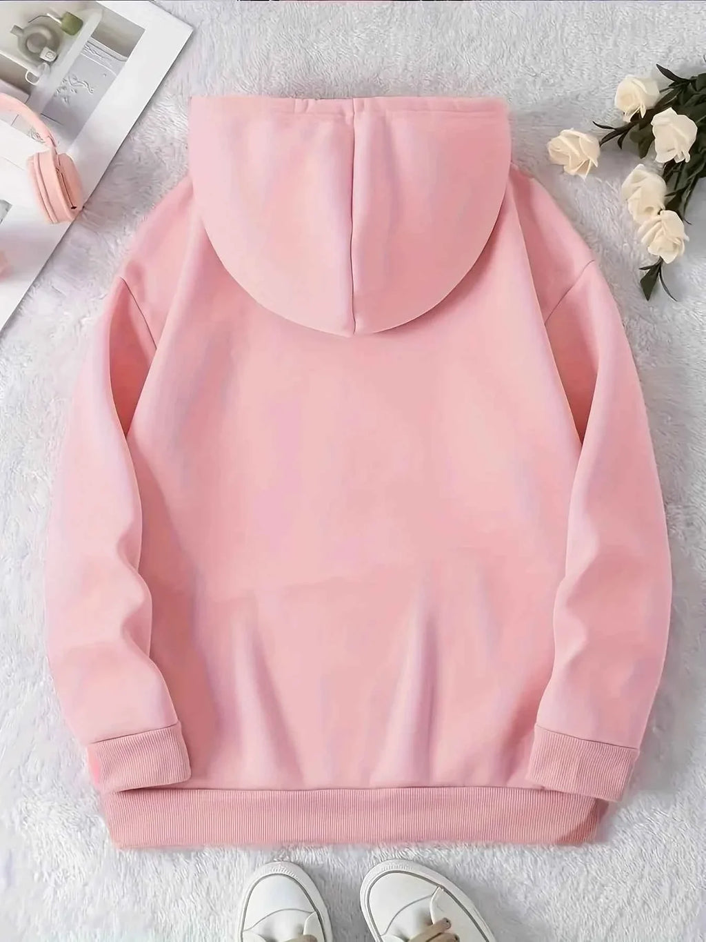 Women's Heart Print Hooded Sweatshirt