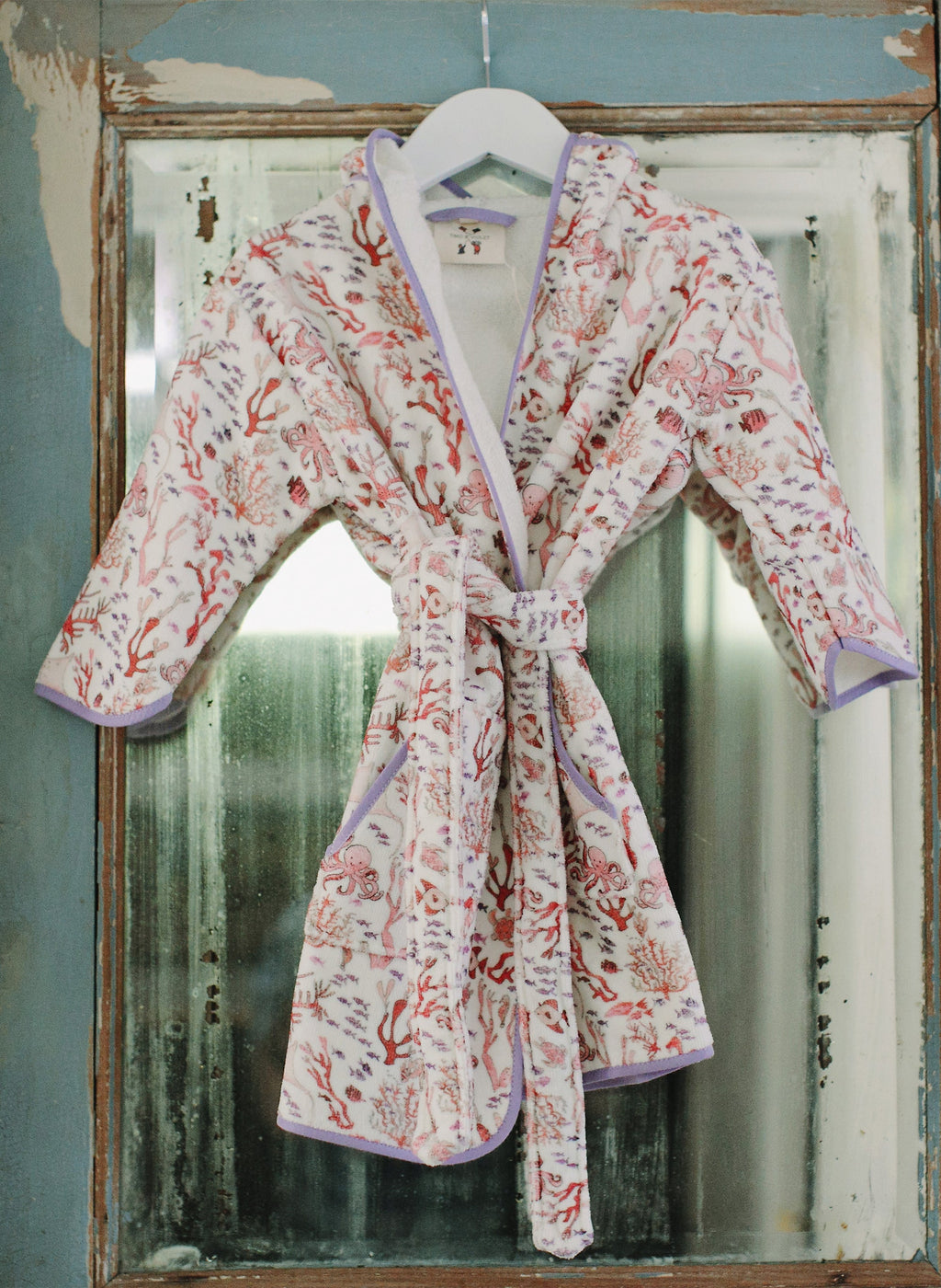 Greenwich Bathrobe - Rosy Coral Reef