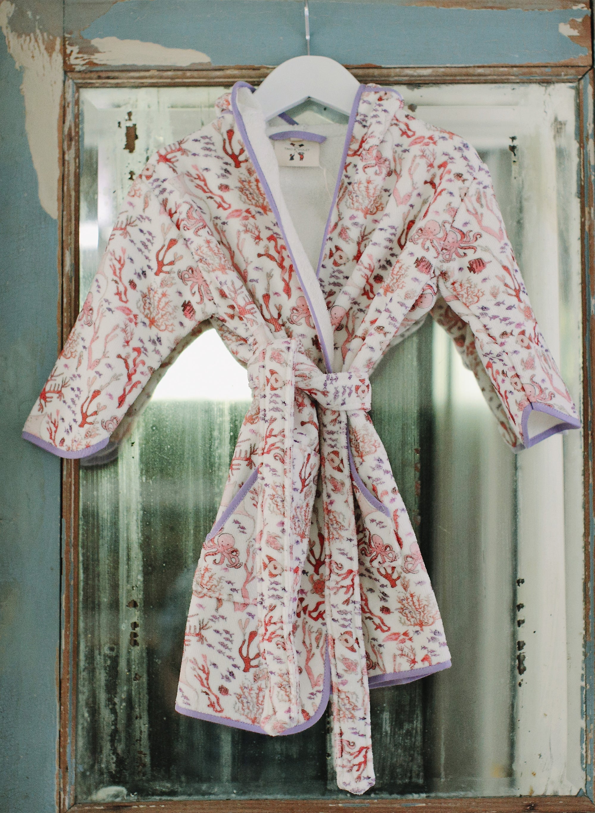 Greenwich Bathrobe - Rosy Coral Reef