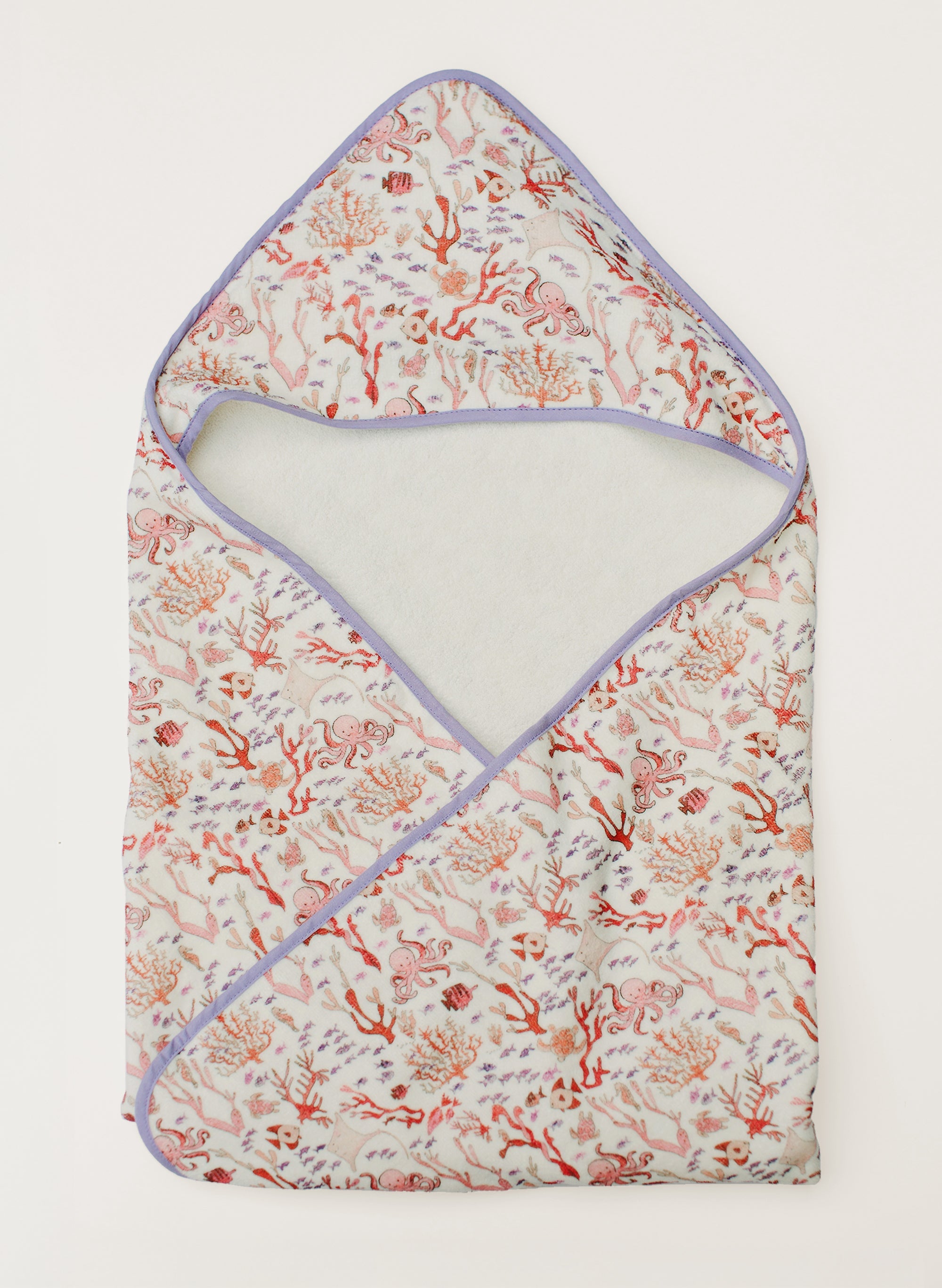 Hooded Bath Towel - Rosy Coral Reef