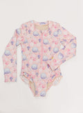 Girl's Rashguard Swimsuit - Pink Bubbles