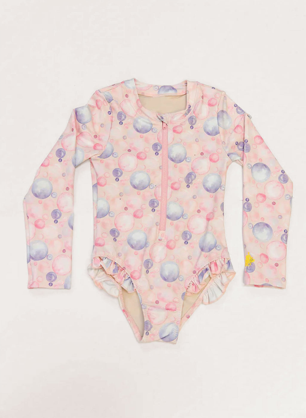 Girl's Rashguard Swimsuit - Pink Bubbles
