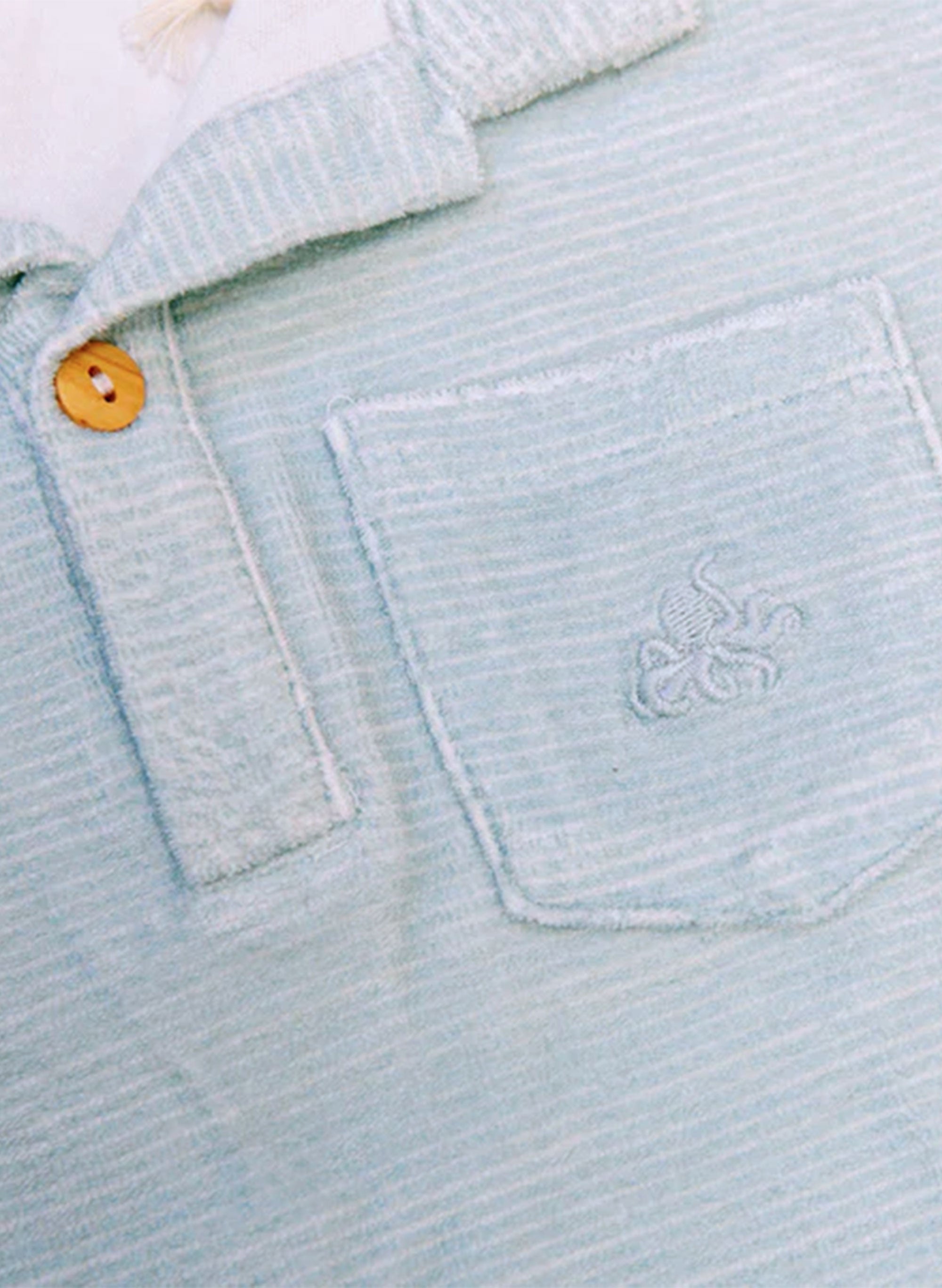 Dax French Terry Polo - Misty Blue Stripe