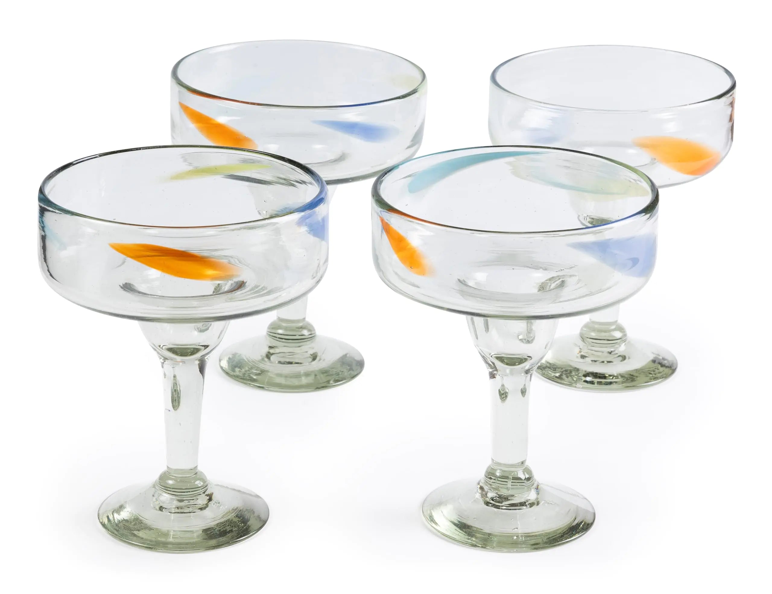 Set of 4 (16 oz) Hand Blown Mexican Margarita Glasses