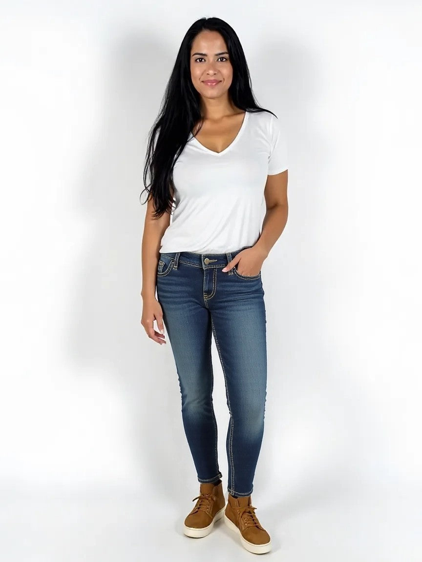 Silver Jeans Co. Suki Curvy Mid Rise Thick Stitch Bootcut Jeans, Size 30x31