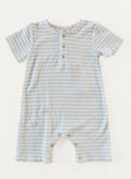Walker Terry Romper - Blue & White Stripe