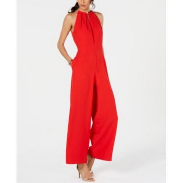 Donna Ricco Sleeveless Hardware-Embellished Jumpsuit