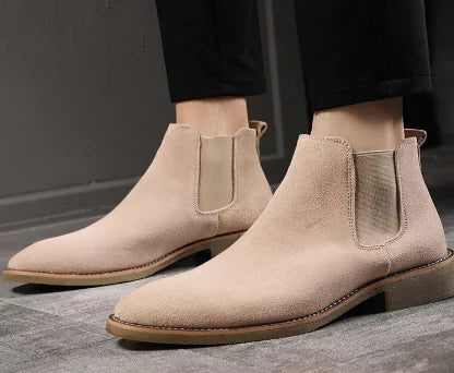 Men's High-Top Leather Chelsea Ankle Boots