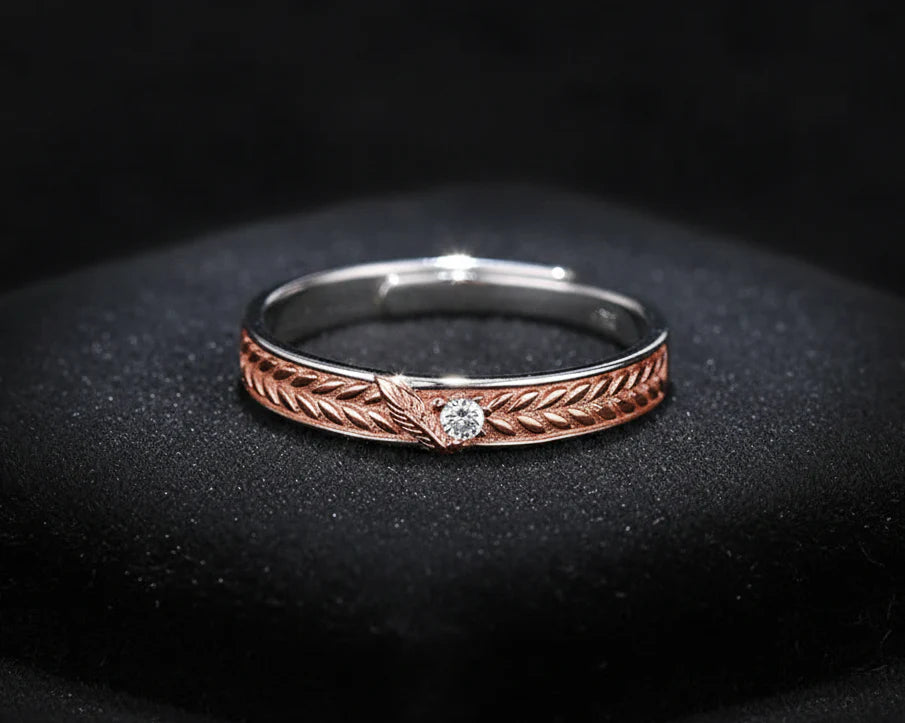 Couple's Adjustable Rose Gold and Sterling Silver Rings