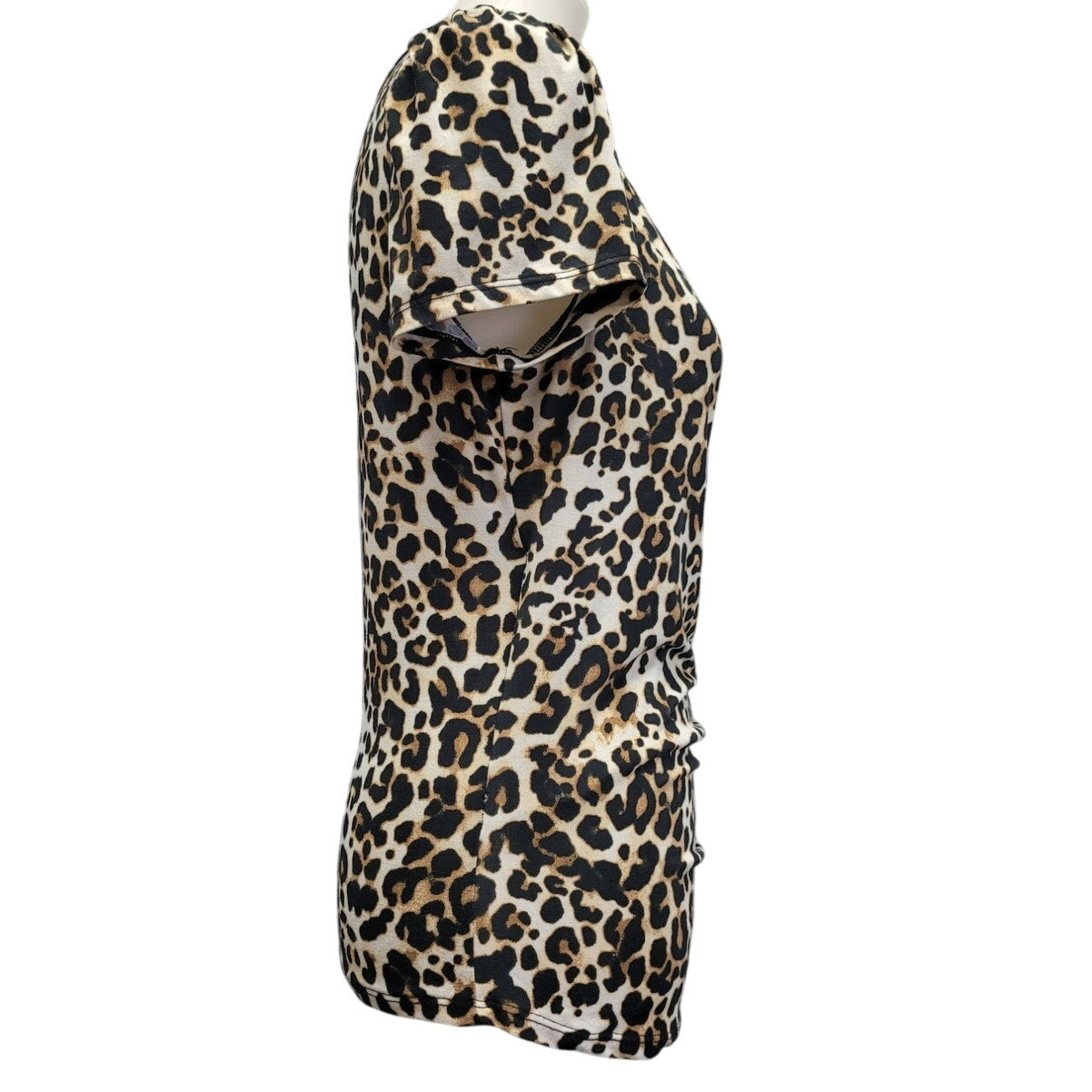 Eye Candy Womens Large Leopard Print Short Sleeve V Neck Faux Wrap Top