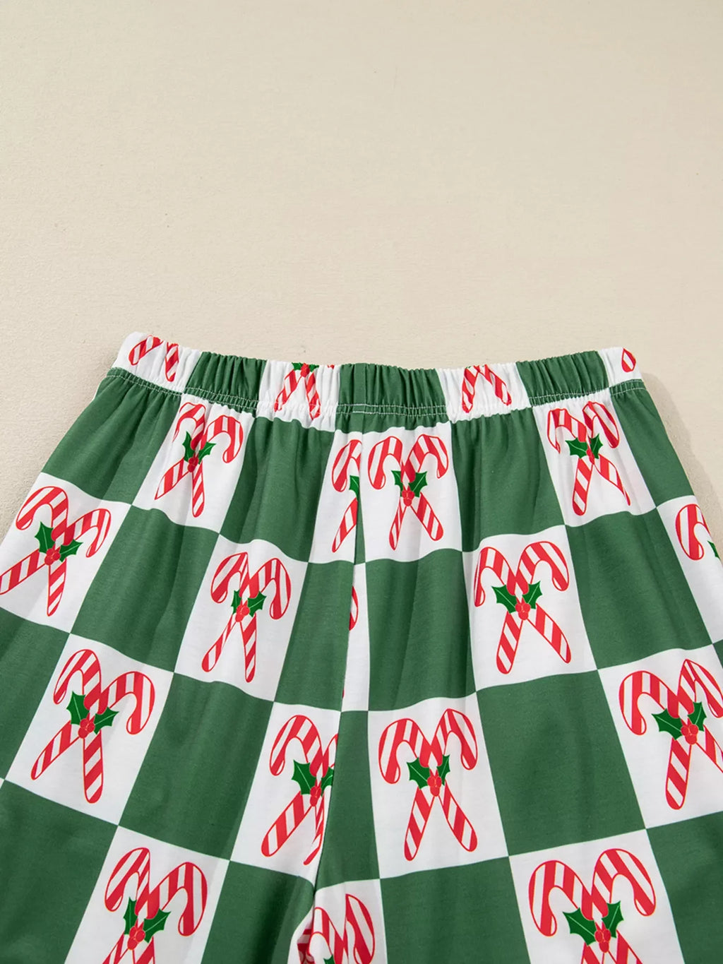 Candy Cane Checkered Pattern 2pcs Pajama Set