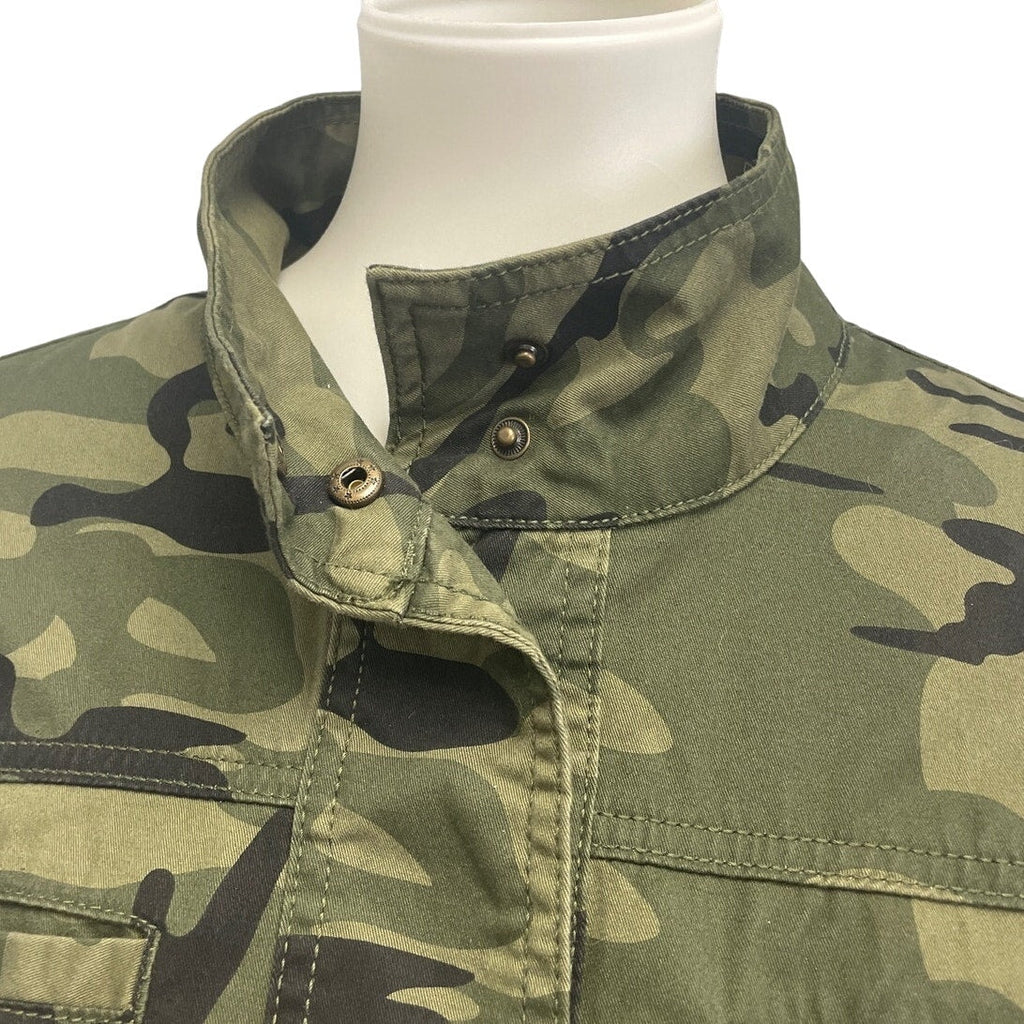 Serra Womens Large Camouflage Camo Long Sleeve Stretch Cotton Snap Up Jacket